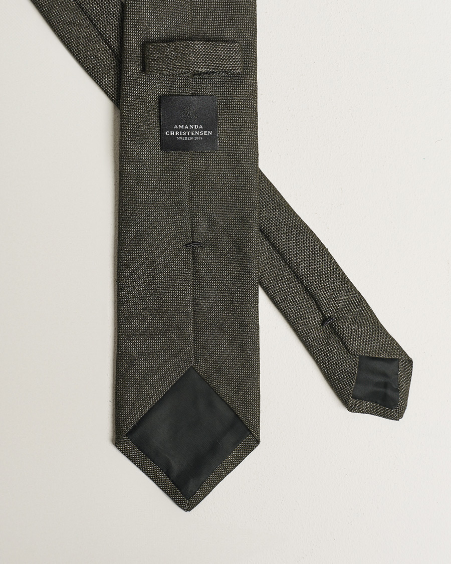 Men | Ties | Amanda Christensen | Amanda ChristensenHopsack Linen 8cm TieDark Olive