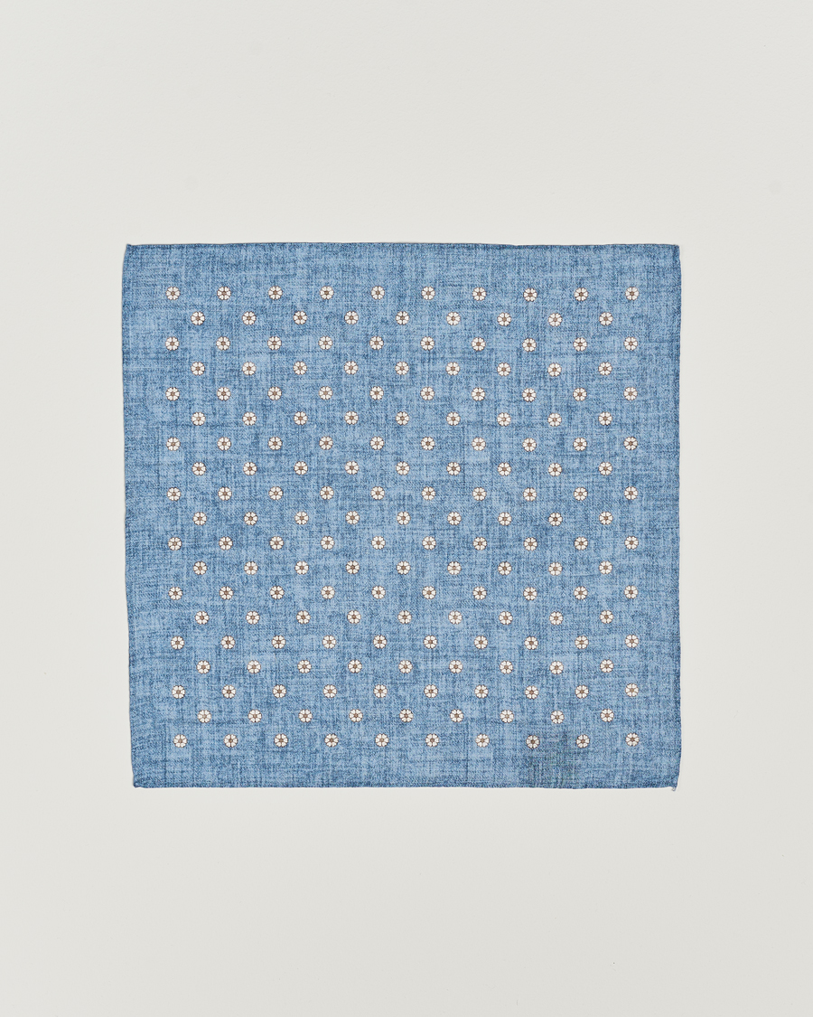 Men | Pocket Squares | Amanda Christensen | Linen Printed Flower Pocket Square Blue