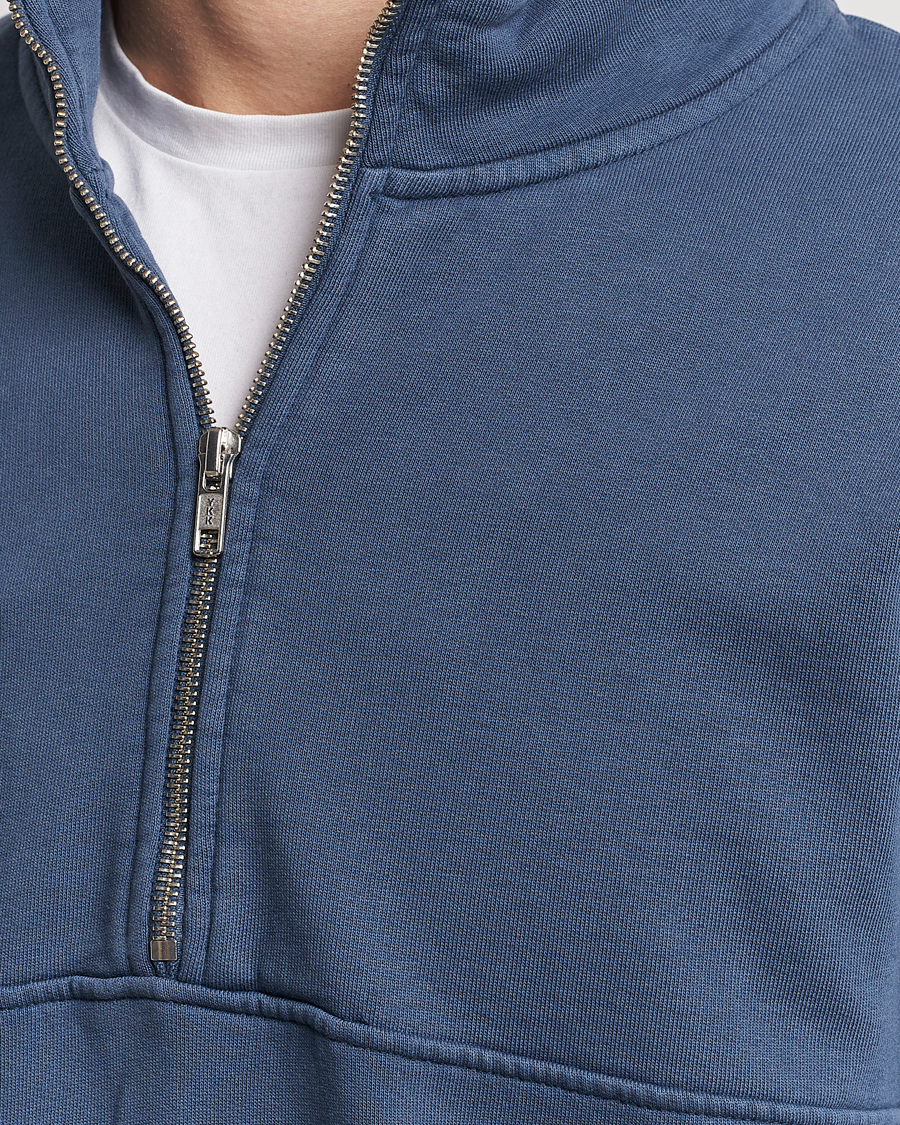 Men | Sweaters & Knitwear | Colorful Standard | Classic Organic Half-Zip Petrol Blue