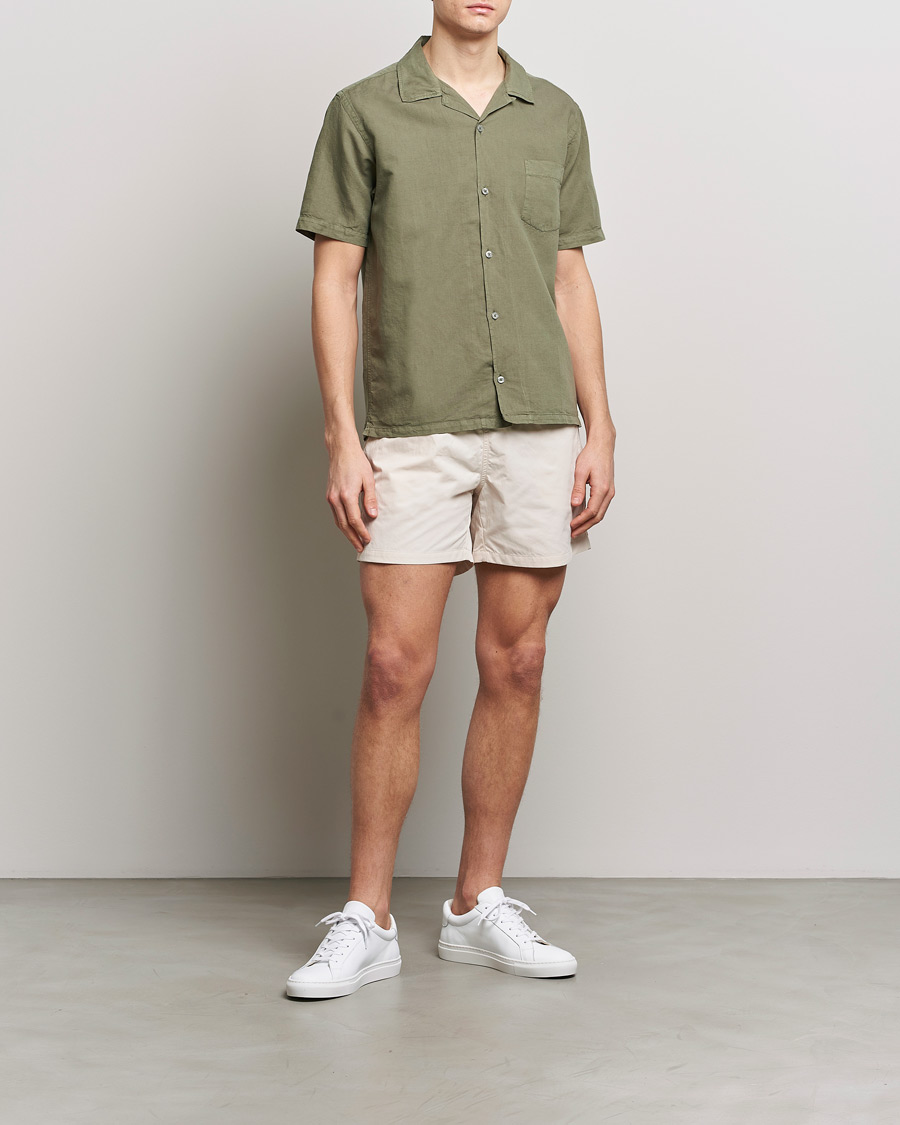 Men | Shirts | Colorful Standard | Cotton/Linen Short Sleeve Shirt Dusty Olive