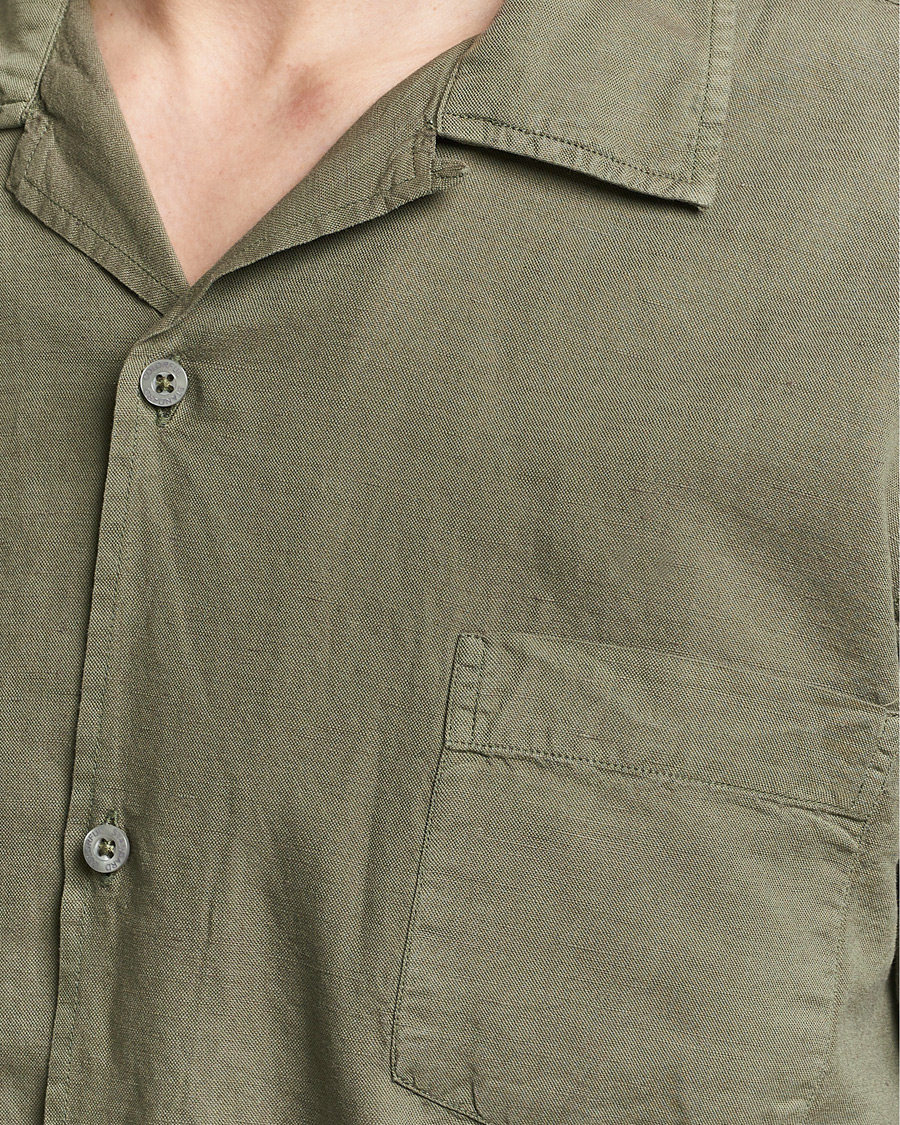 Men | Shirts | Colorful Standard | Cotton/Linen Short Sleeve Shirt Dusty Olive