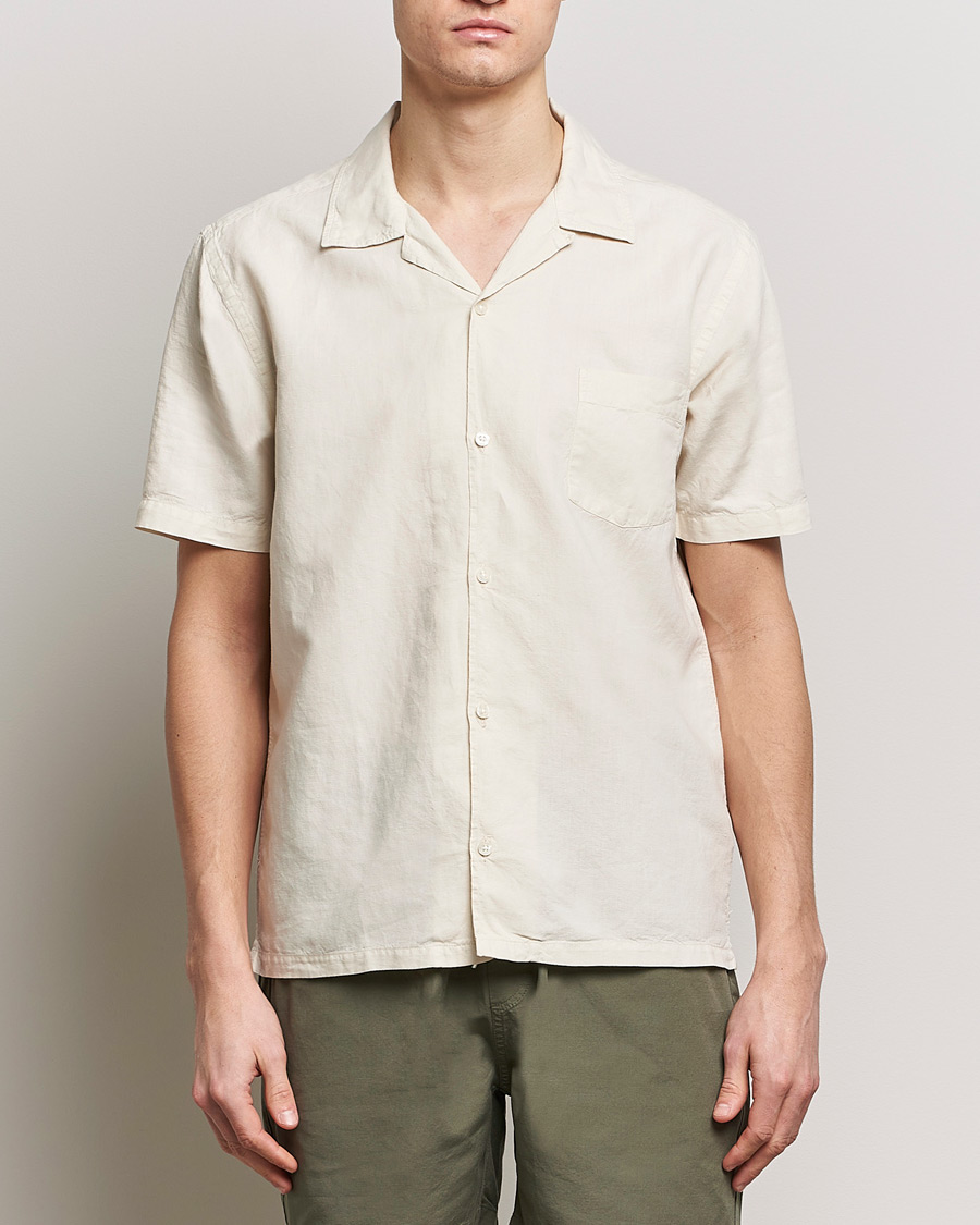 Men | Linen Shirts | Colorful Standard | Cotton/Linen Short Sleeve Shirt Ivory White