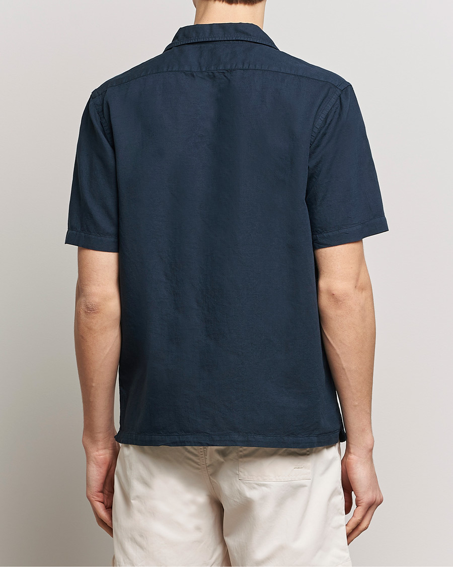 Men | Shirts | Colorful Standard | Cotton/Linen Short Sleeve Shirt Navy Blue