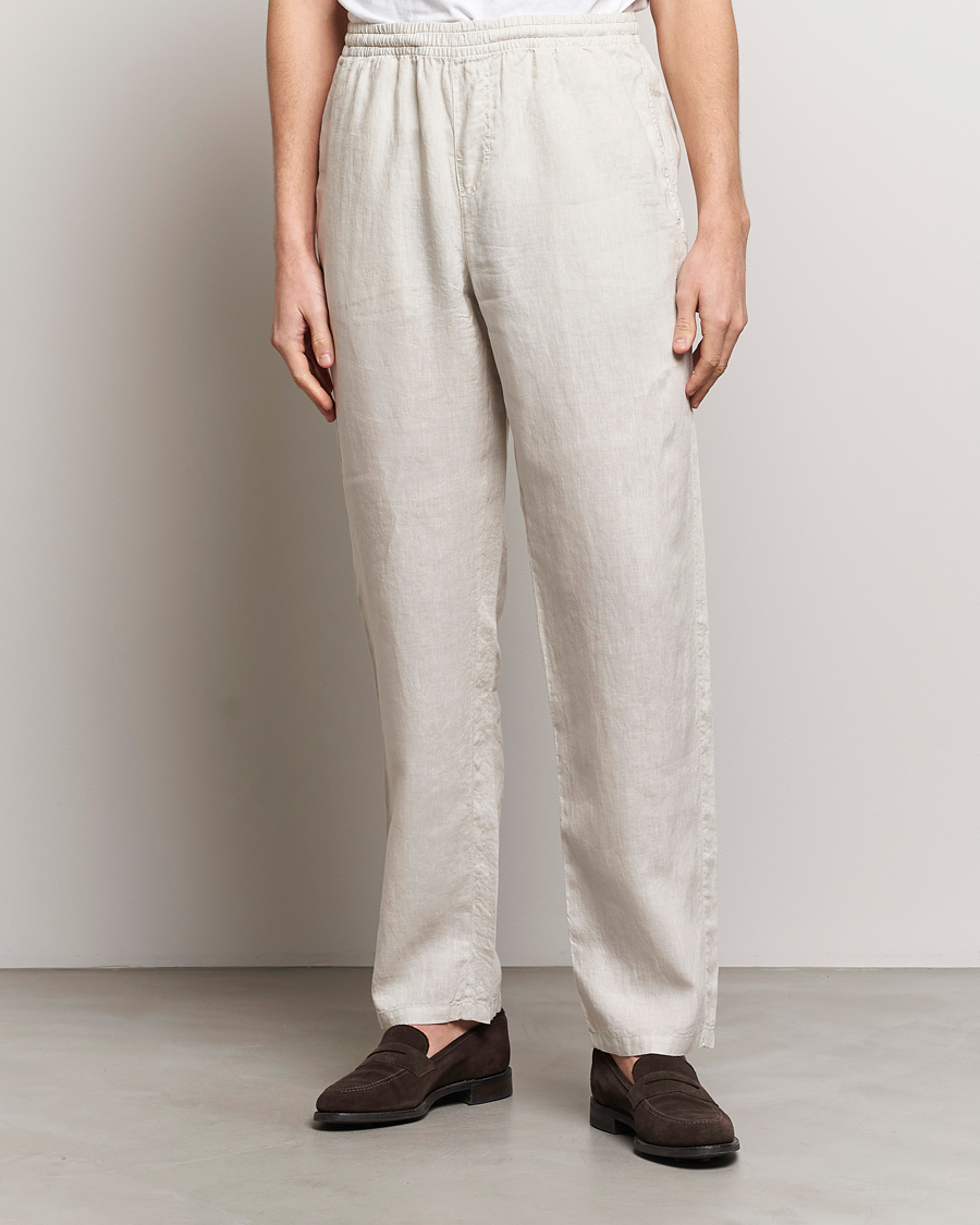 Men |  | Aspesi | Ventura Drawstring Linen Pants Light Beige