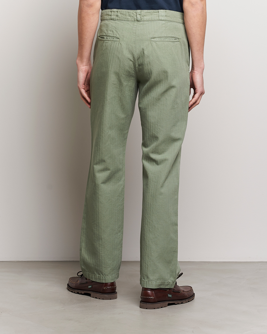 Men | Trousers | Aspesi | Cotton Herringbone Pants Sage