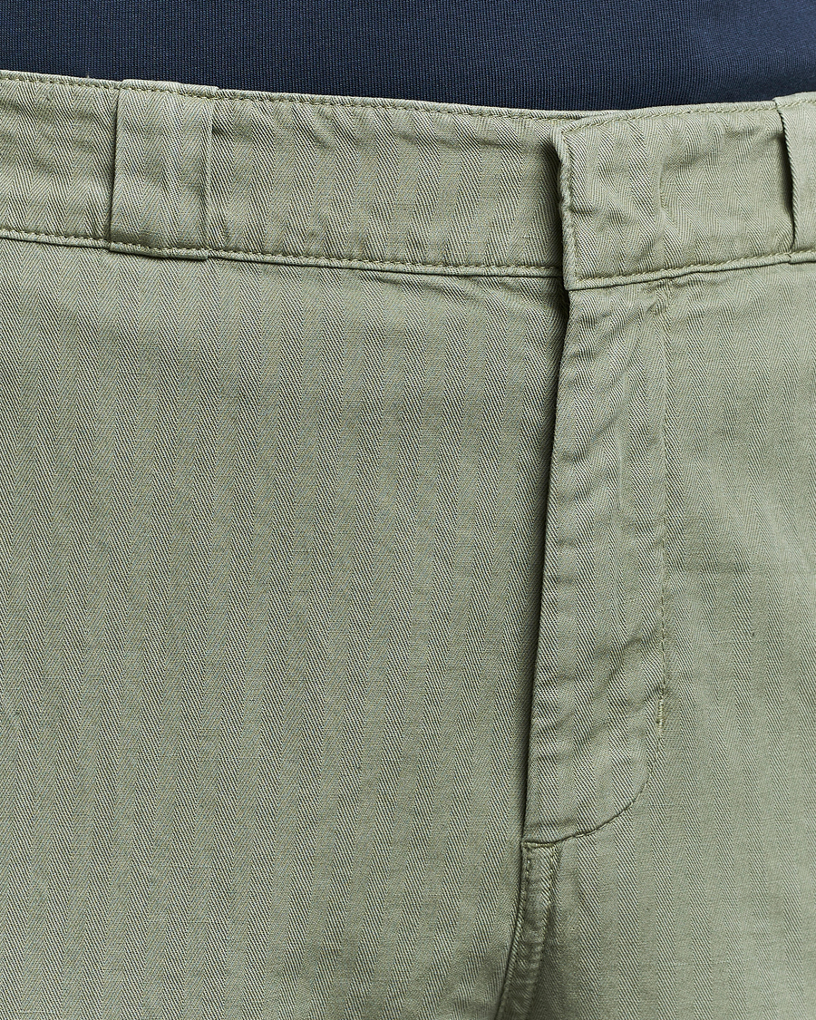 Men | Trousers | Aspesi | Cotton Herringbone Pants Sage