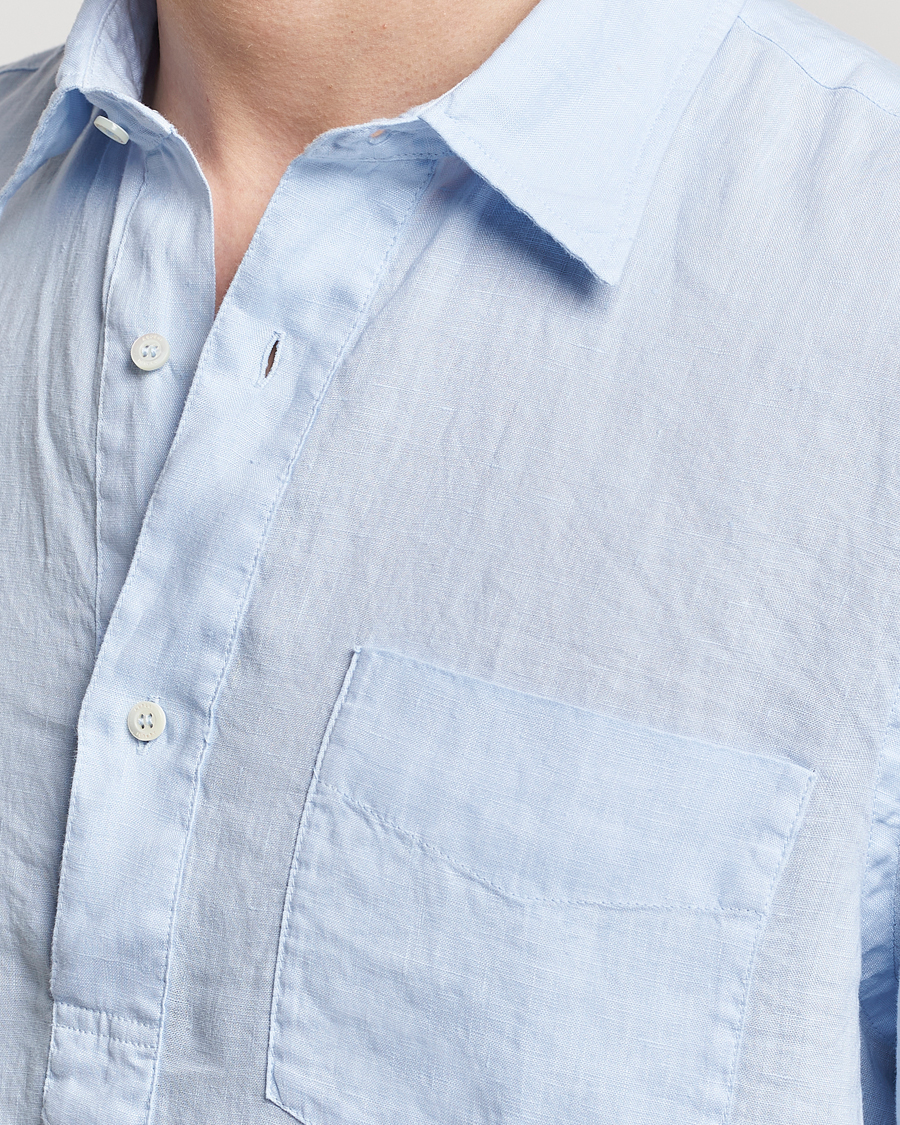 Men | Shirts | Aspesi | Linen Popover Shirt Light Blue