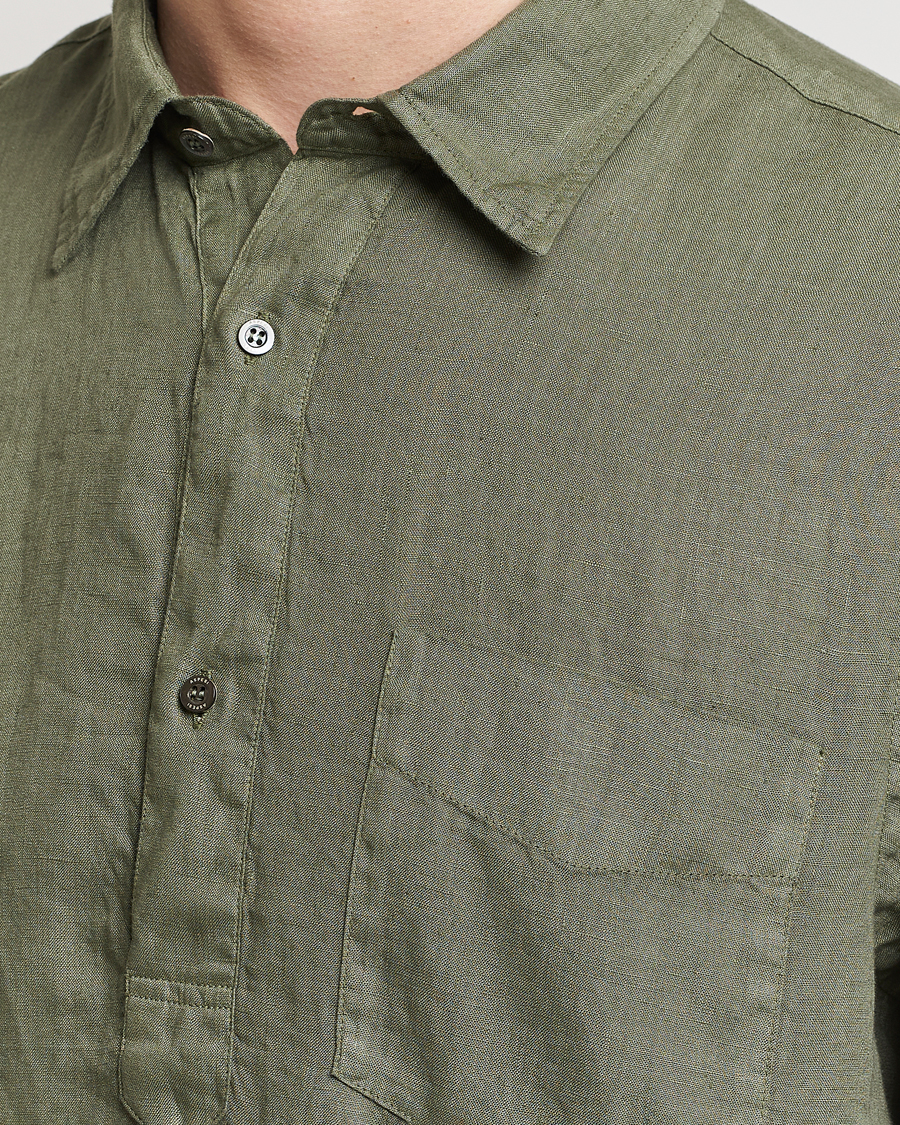 Men | Shirts | Aspesi | Linen Popover Shirt Military