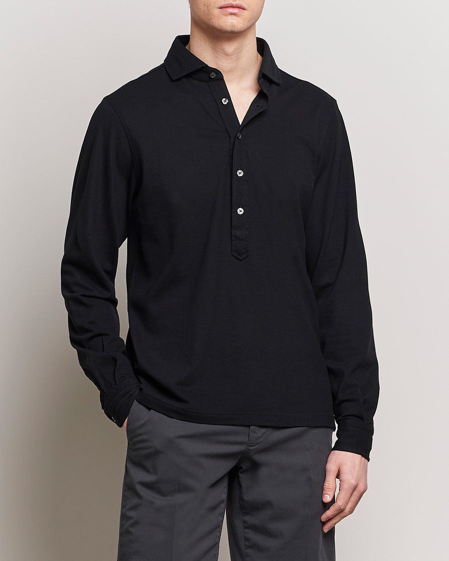 Men | Shirts | Gran Sasso | Popover Shirt Black