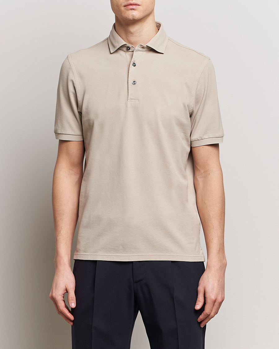 Men | Polo Shirts | Gran Sasso | Washed Polo Beige Melange