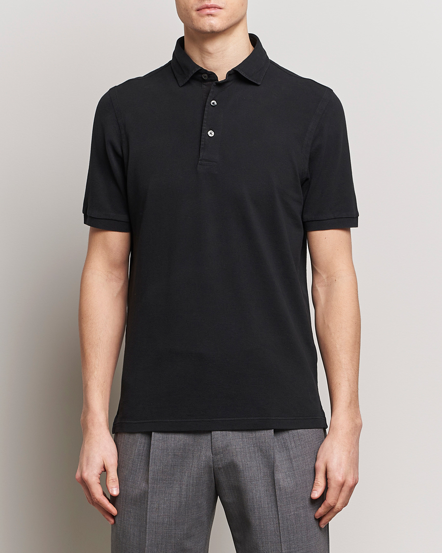 Men | Polo Shirts | Gran Sasso | Washed Polo Black