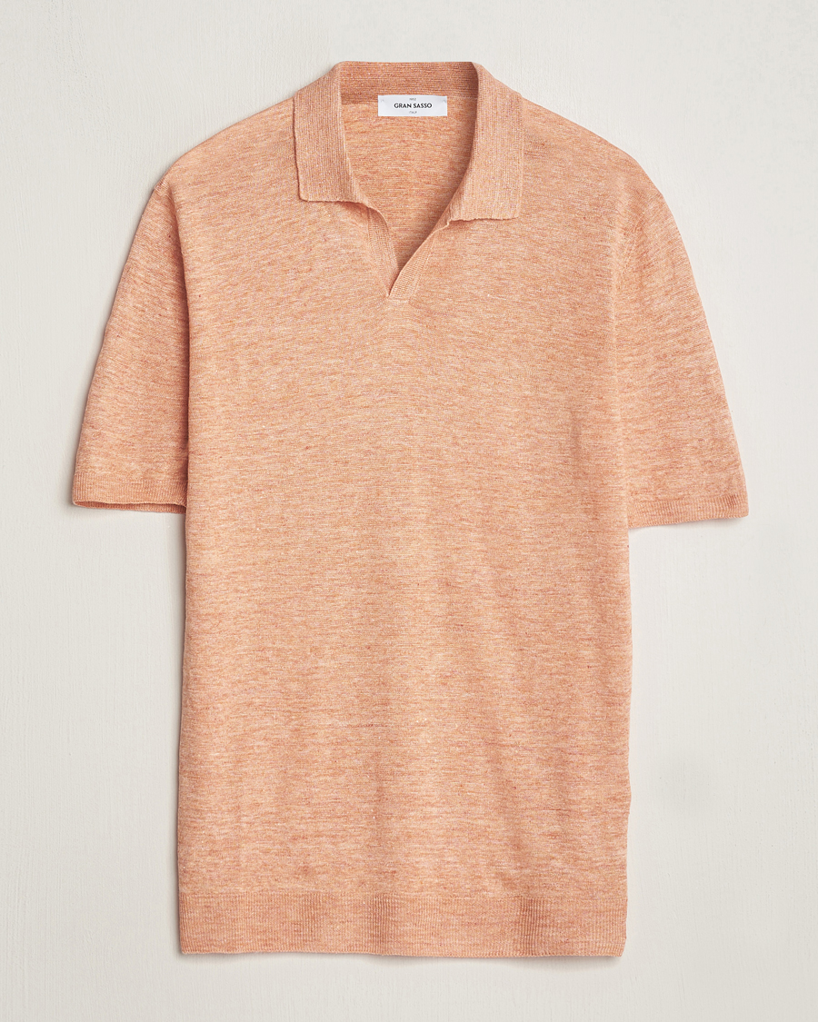 Men | Polo Shirts | Gran Sasso | Knitted Linen Polo Orange