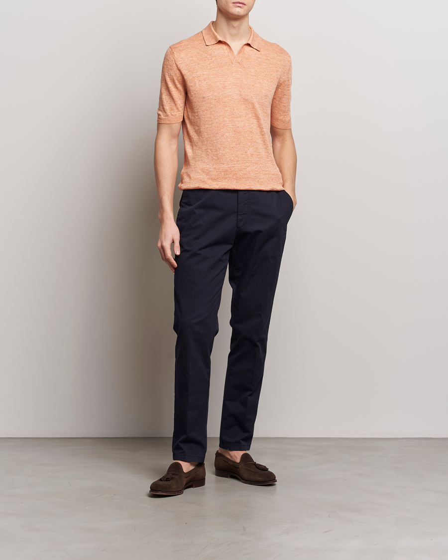 Men | Polo Shirts | Gran Sasso | Knitted Linen Polo Orange