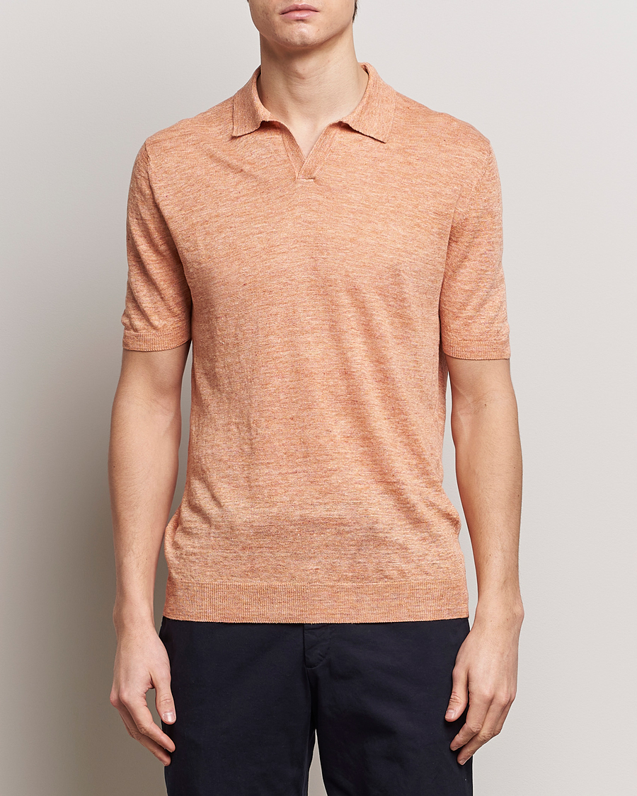 Men | Polo Shirts | Gran Sasso | Knitted Linen Polo Orange