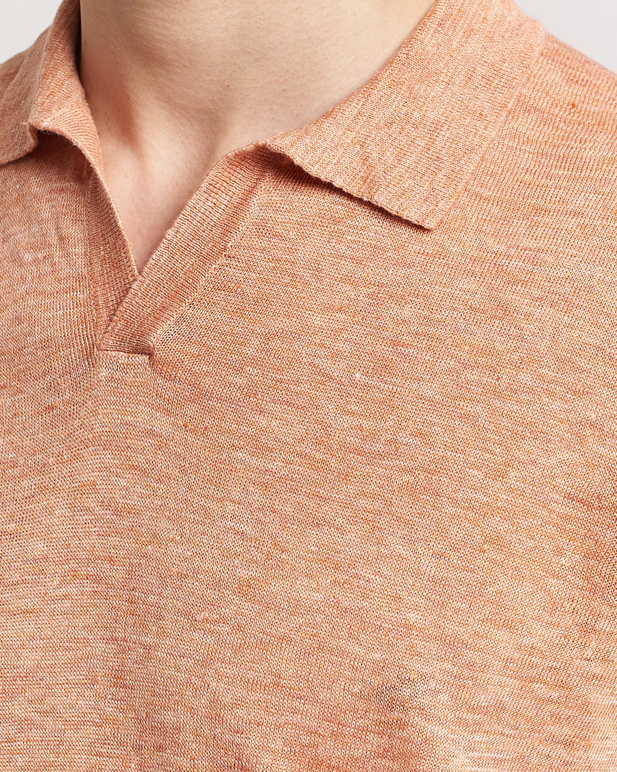 Men | Polo Shirts | Gran Sasso | Knitted Linen Polo Orange