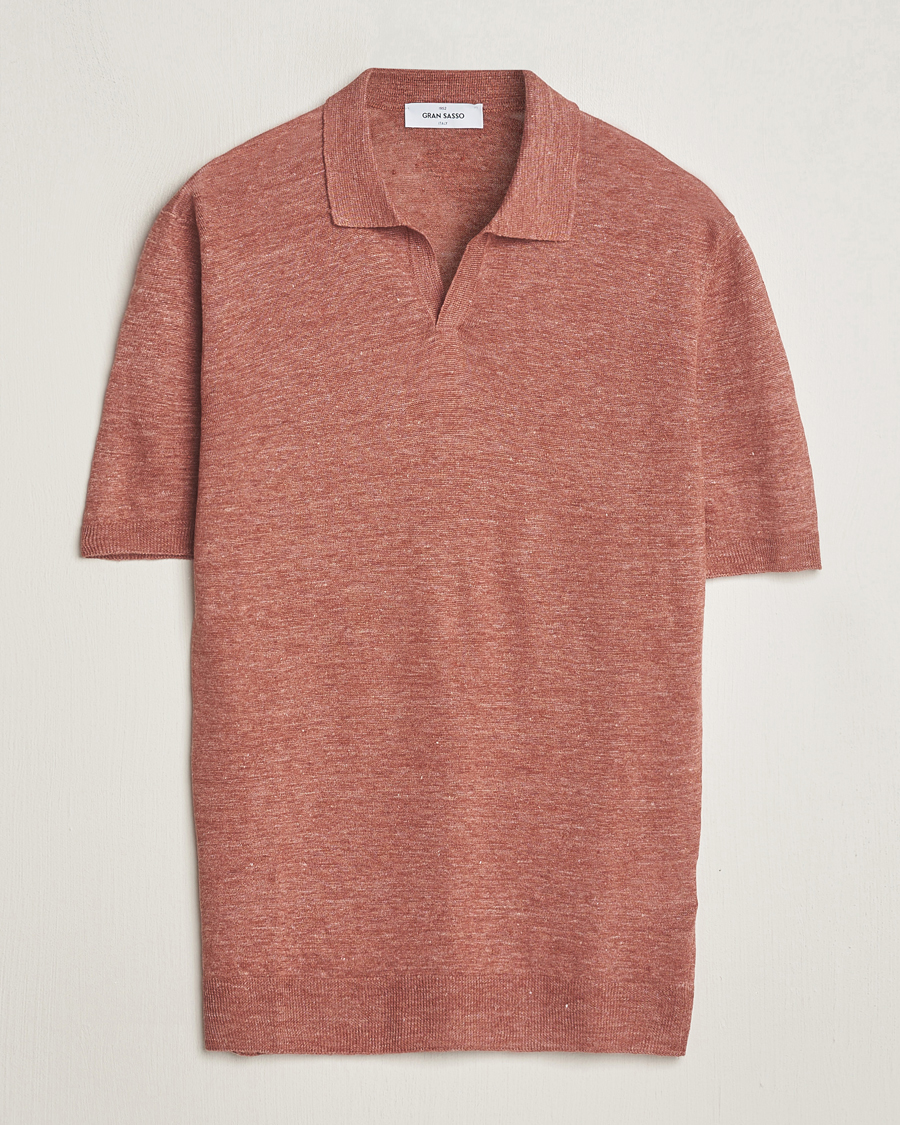 Men | Polo Shirts | Gran Sasso | Knitted Linen Polo Rust Melange