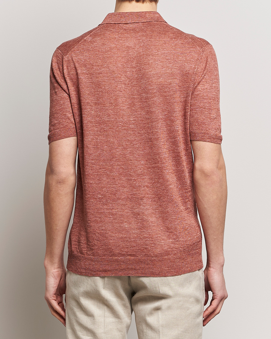 Men | Polo Shirts | Gran Sasso | Knitted Linen Polo Rust Melange