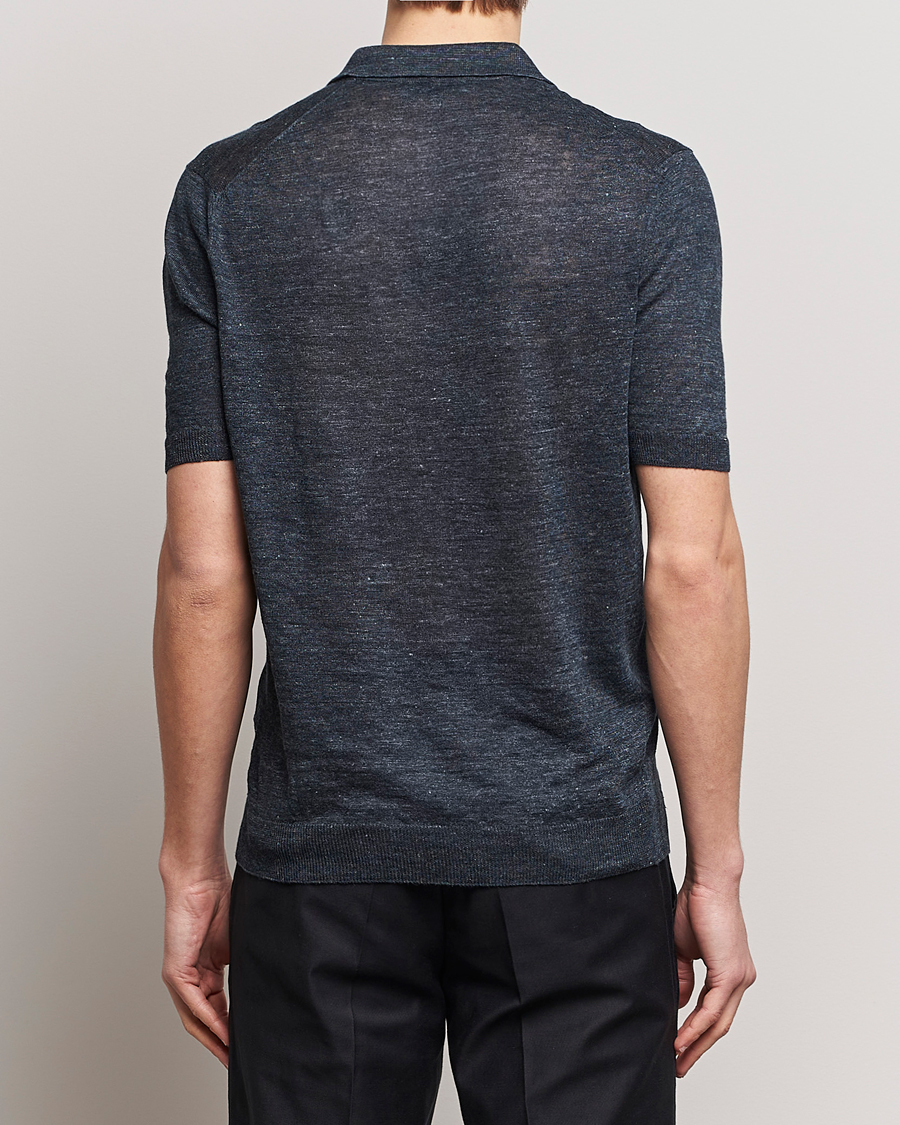 Men | Polo Shirts | Gran Sasso | Knitted Linen Polo Navy