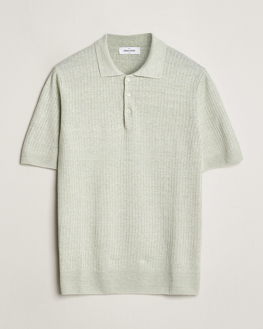 Men | Polo Shirts | Gran Sasso | Linen/Cotton Structured Polo Light Green