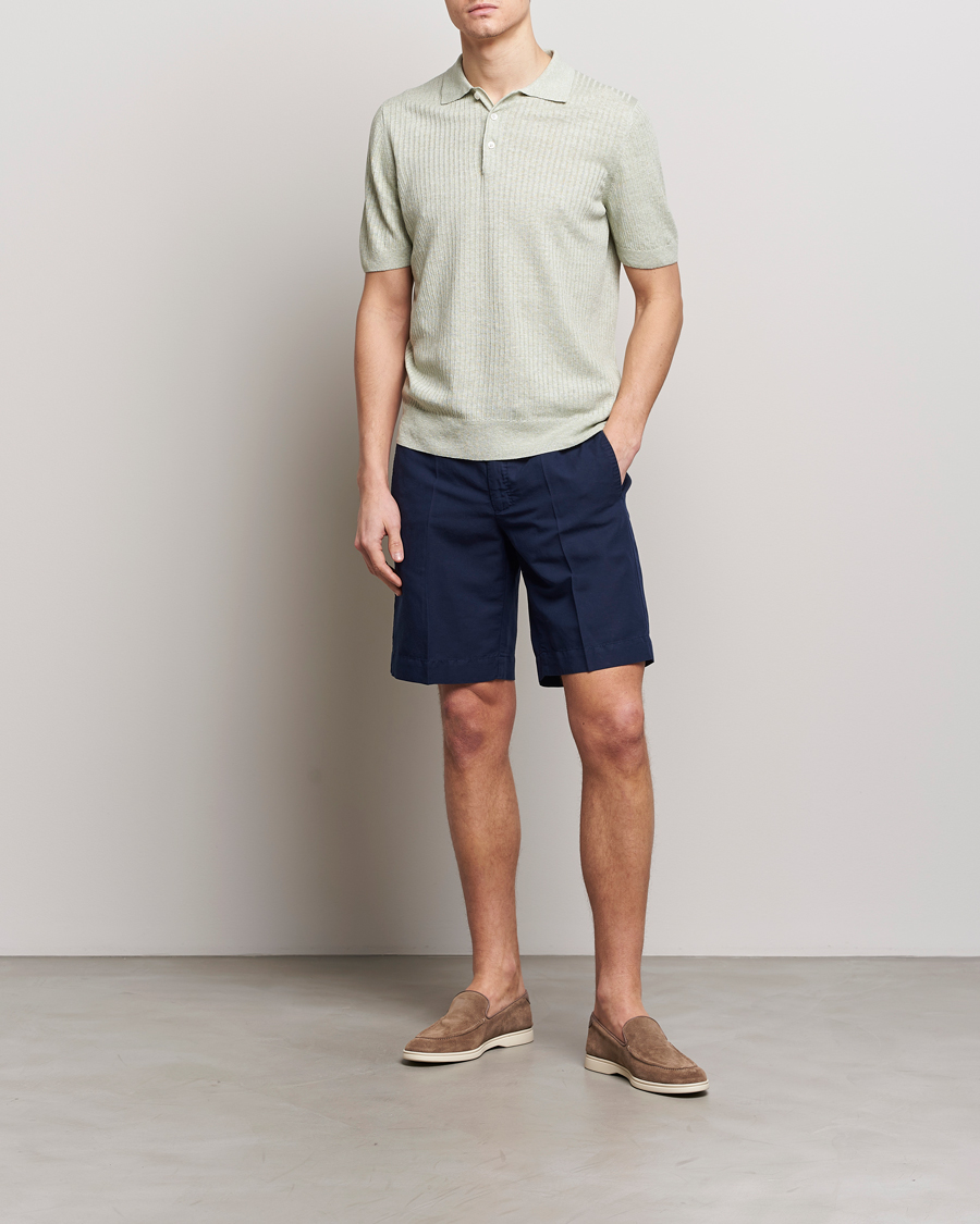 Men | Polo Shirts | Gran Sasso | Linen/Cotton Structured Polo Light Green