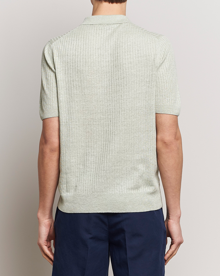Men | Polo Shirts | Gran Sasso | Linen/Cotton Structured Polo Light Green