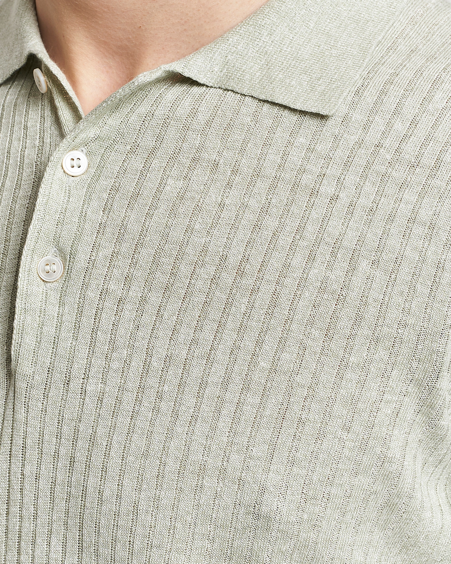 Men | Polo Shirts | Gran Sasso | Linen/Cotton Structured Polo Light Green