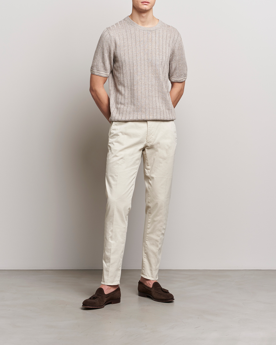 Men | T-Shirts | Gran Sasso | Linen/Cotton Structured T-Shirt Beige Melange