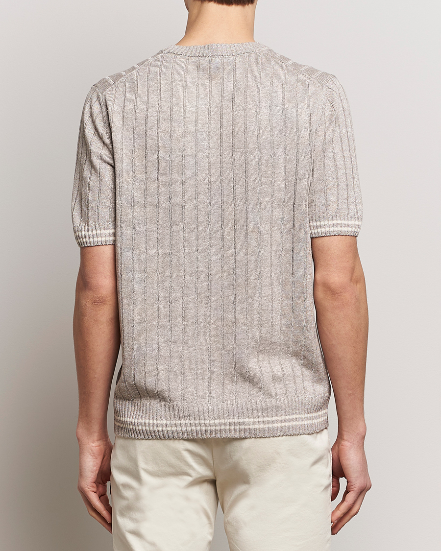Men | T-Shirts | Gran Sasso | Linen/Cotton Structured T-Shirt Beige Melange