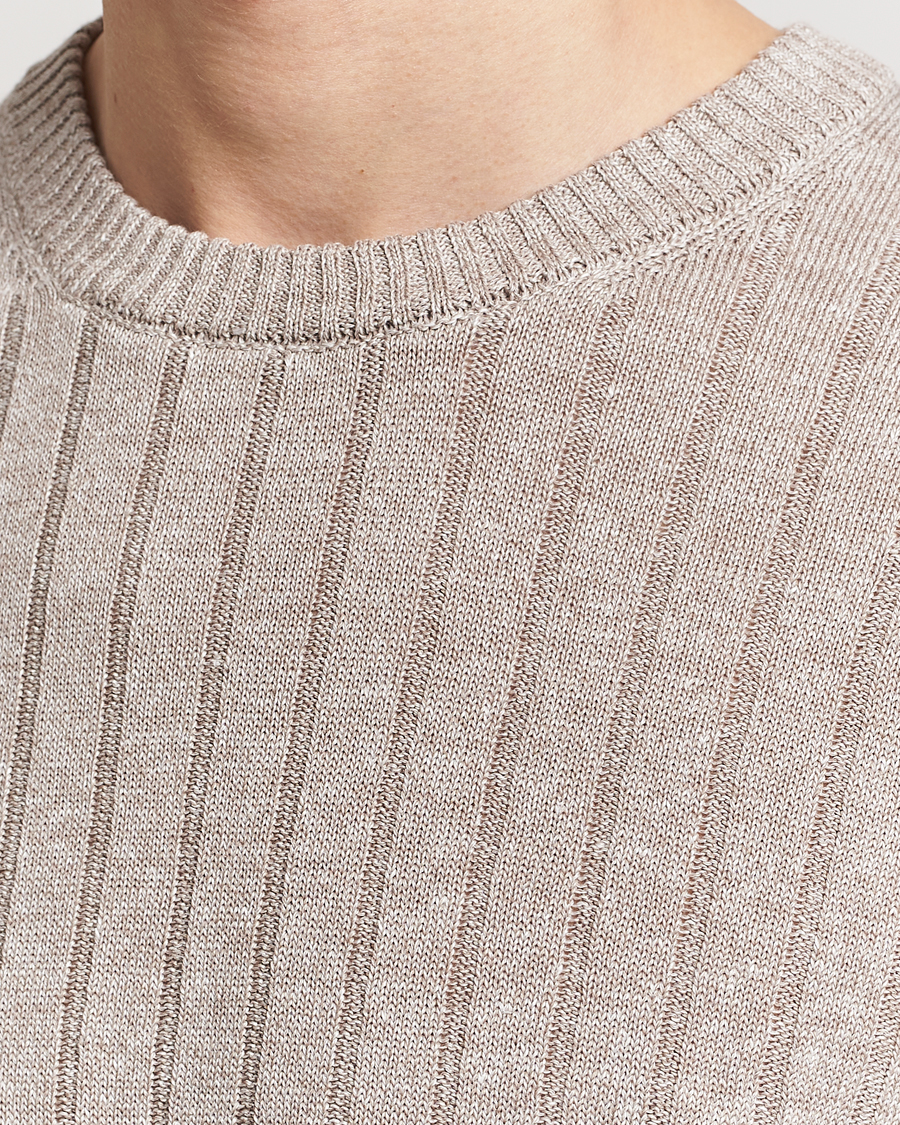 Men | T-Shirts | Gran Sasso | Linen/Cotton Structured T-Shirt Beige Melange