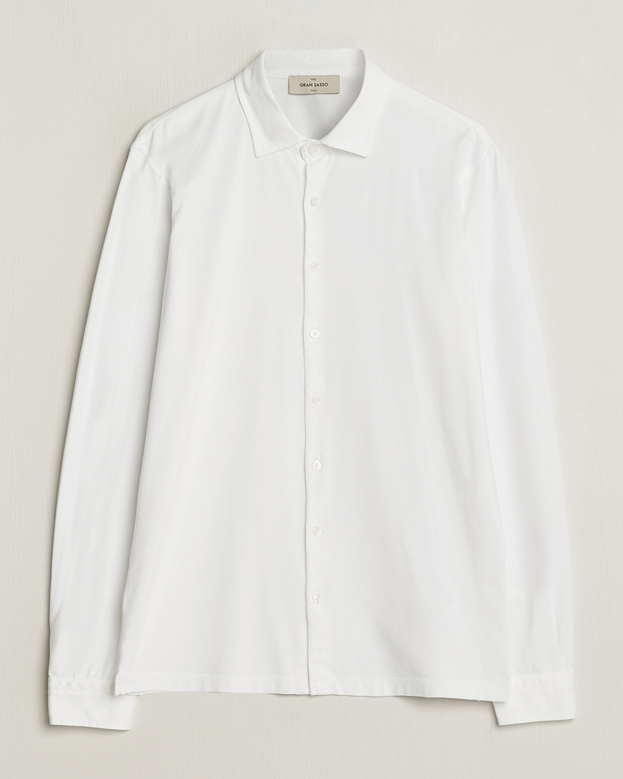 Men | Shirts | Gran Sasso | Washed Cotton Jersey Shirt White