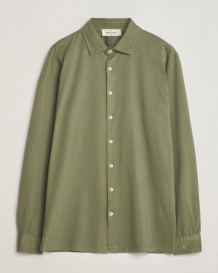 Men | Shirts | Gran Sasso | Washed Cotton Jersey Shirt Green