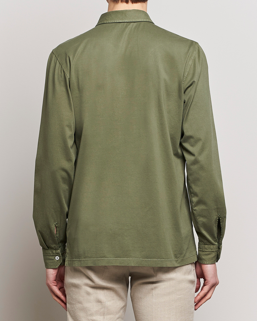 Men | Shirts | Gran Sasso | Washed Cotton Jersey Shirt Green