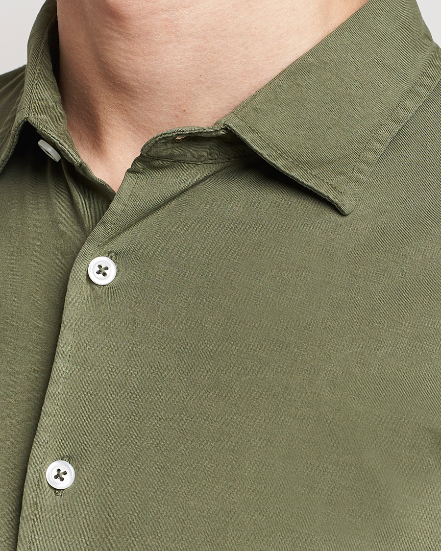 Men | Shirts | Gran Sasso | Washed Cotton Jersey Shirt Green