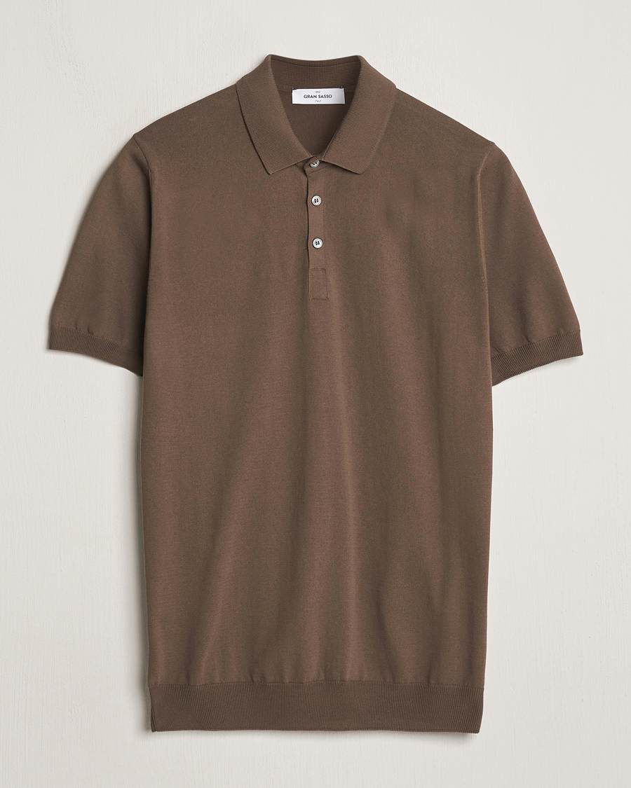 Men | Polo Shirts | Gran Sasso | Cotton Knitted Polo Dark Brown