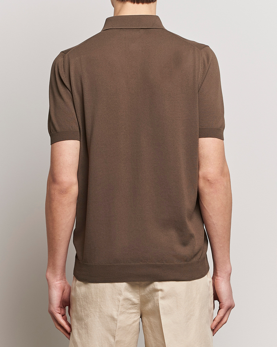 Men | Polo Shirts | Gran Sasso | Cotton Knitted Polo Dark Brown