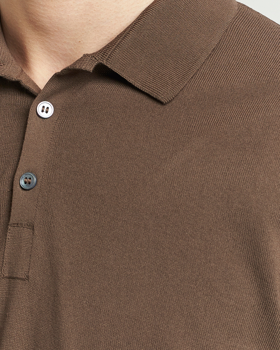 Men | Polo Shirts | Gran Sasso | Cotton Knitted Polo Dark Brown