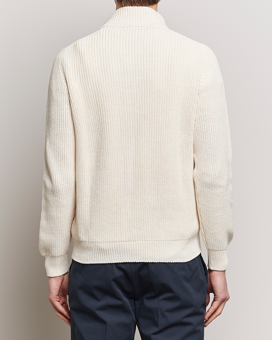 Men | Sweaters & Knitwear | Gran Sasso | Cotton Heavy Knitted Half Zip Cream