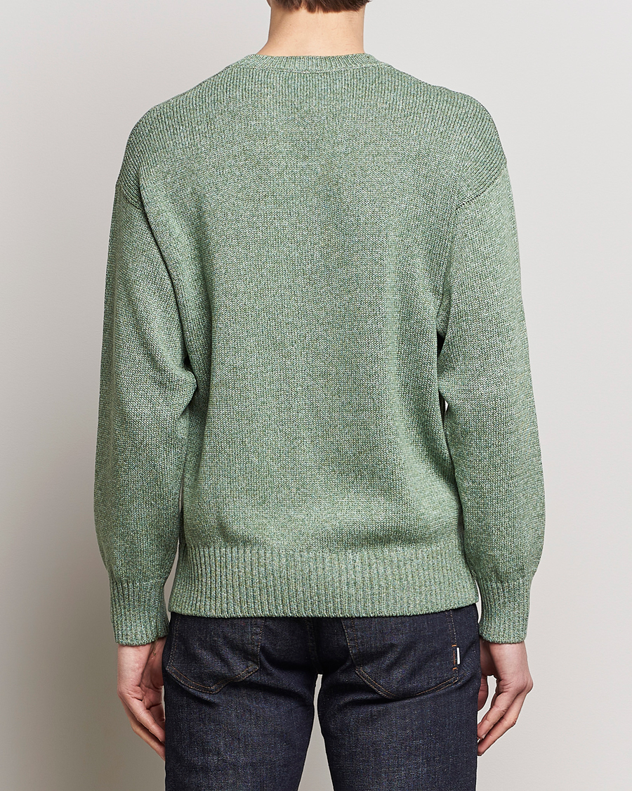 Men | Sweaters & Knitwear | Gran Sasso | Cotton Heavy Knitted Crew Neck Green Melange
