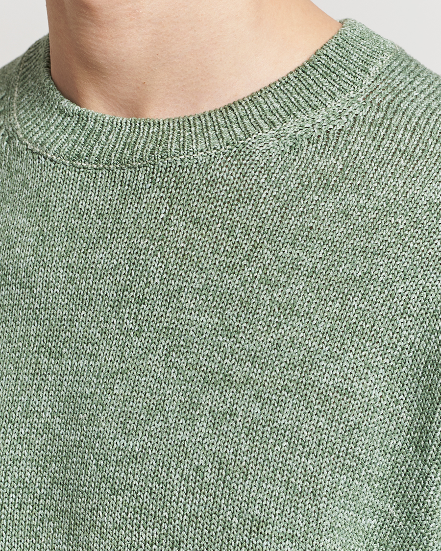 Men | Sweaters & Knitwear | Gran Sasso | Cotton Heavy Knitted Crew Neck Green Melange