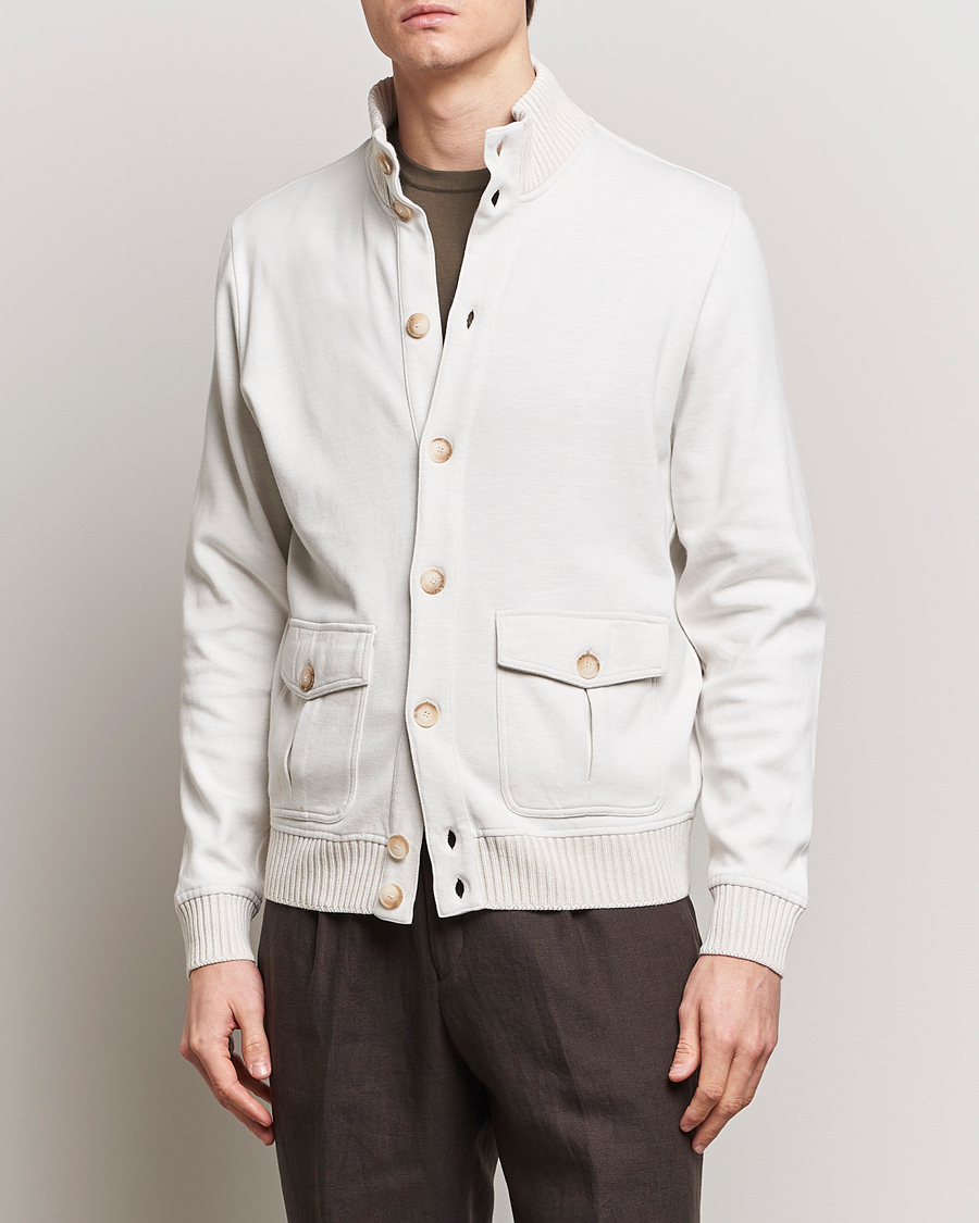 Men |  | Gran Sasso | Cotton Pocket Bomber Jacket Cream