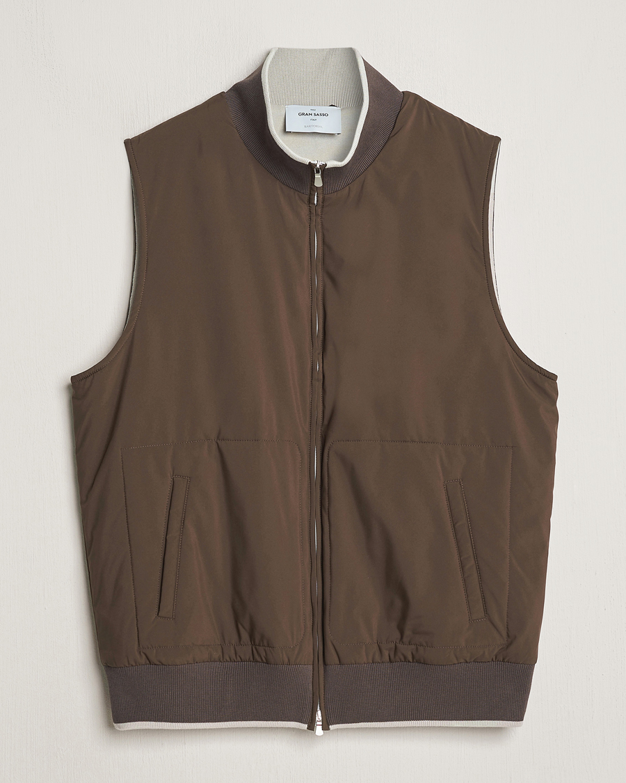 Men | Coats & Jackets | Gran Sasso | Nylon Light Padded Gilet Dark Brown