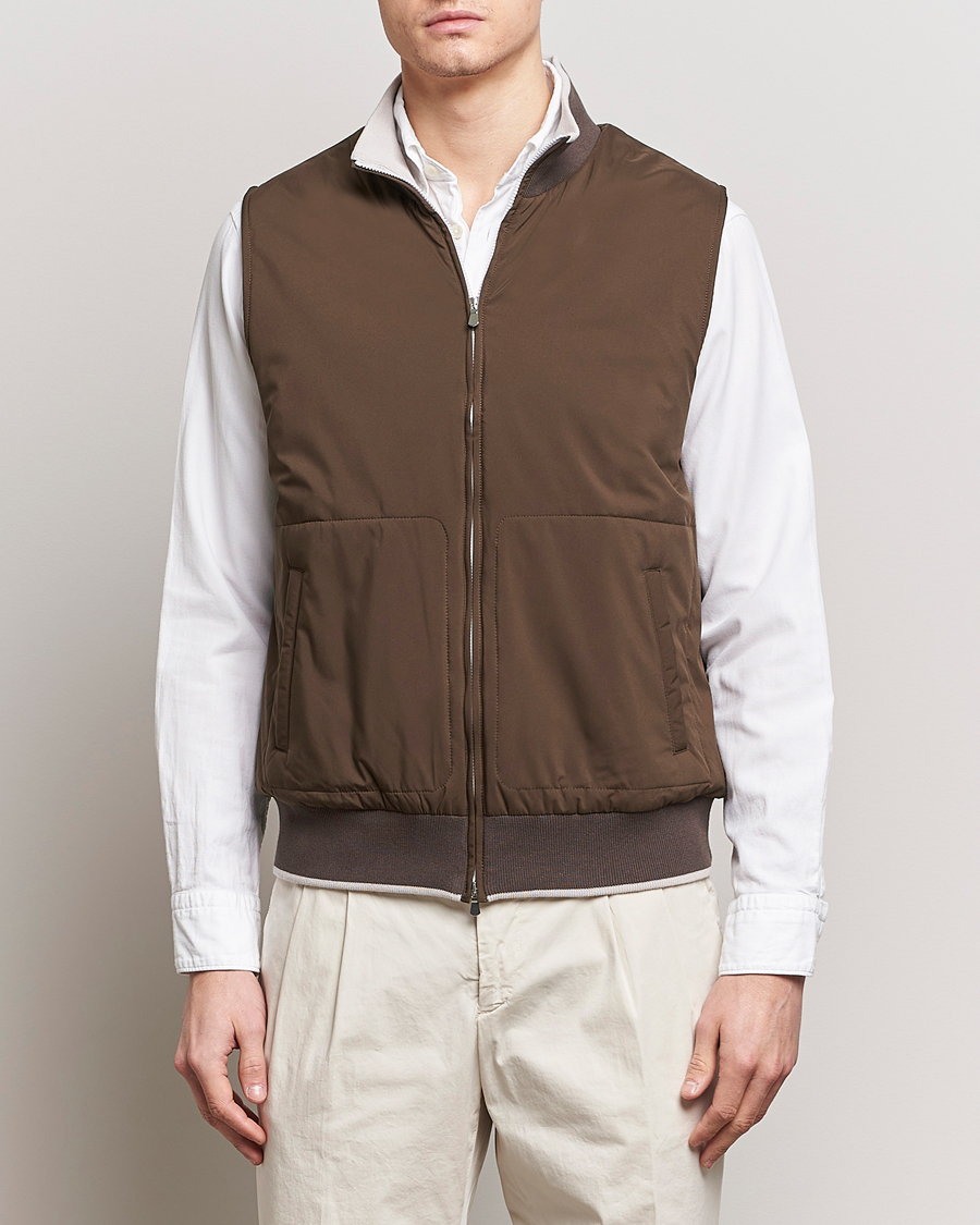 Men | Coats & Jackets | Gran Sasso | Nylon Light Padded Gilet Dark Brown