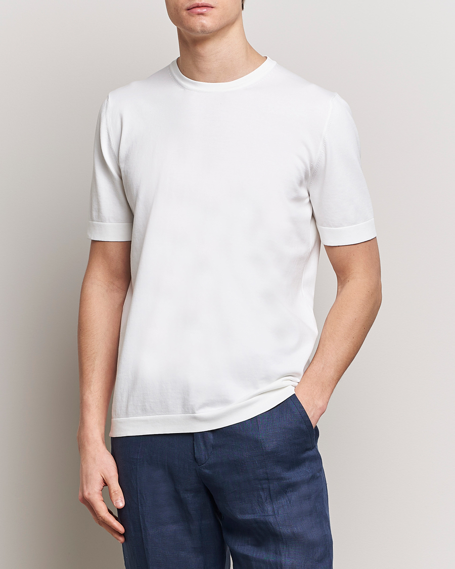 Herr | Gran Sasso | Gran Sasso | Cotton Knitted Crew Neck T-Shirt White
