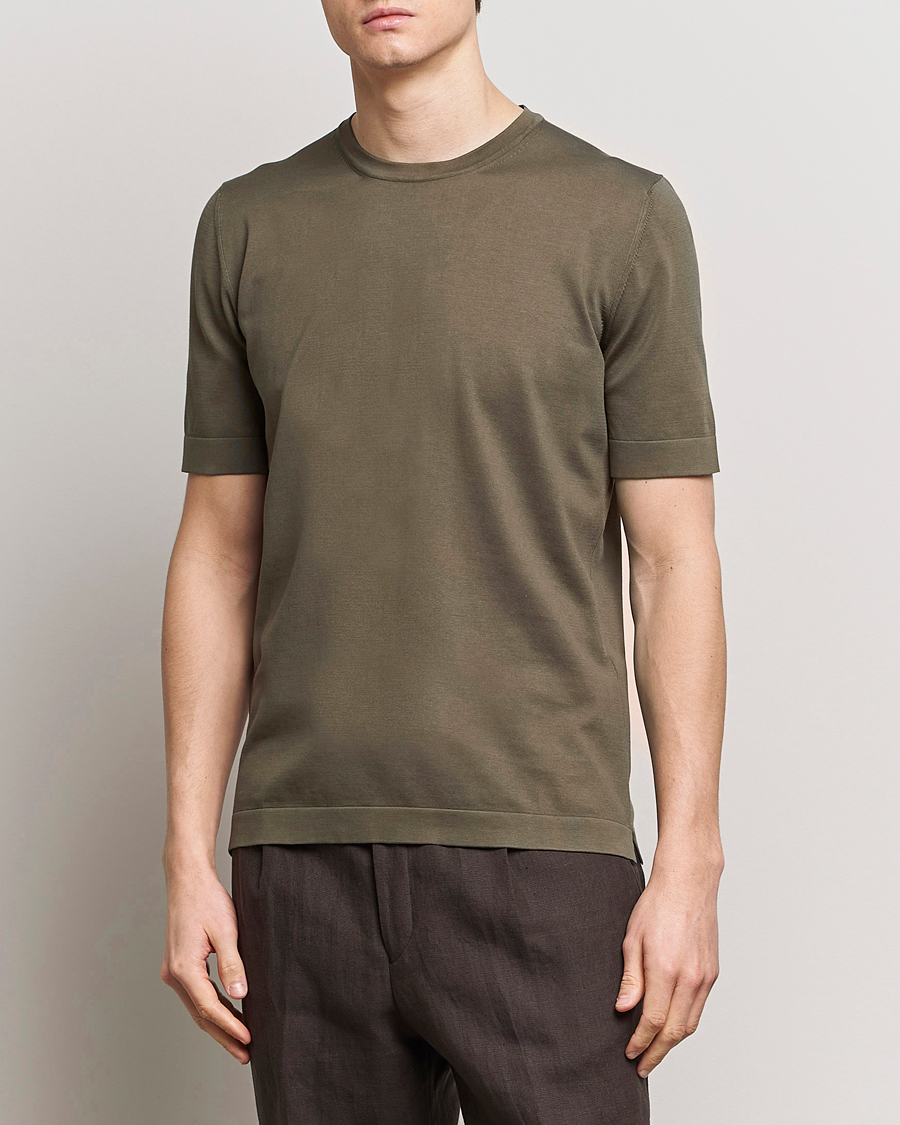 Men | Clothing | Gran Sasso | Cotton Knitted Crew Neck T-Shirt Dark Brown