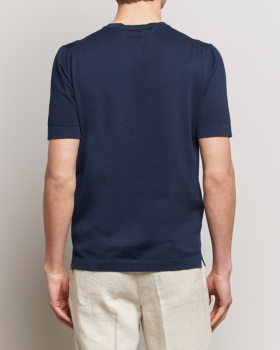 Men | T-Shirts | Gran Sasso | Cotton Knitted Crew Neck T-Shirt Navy