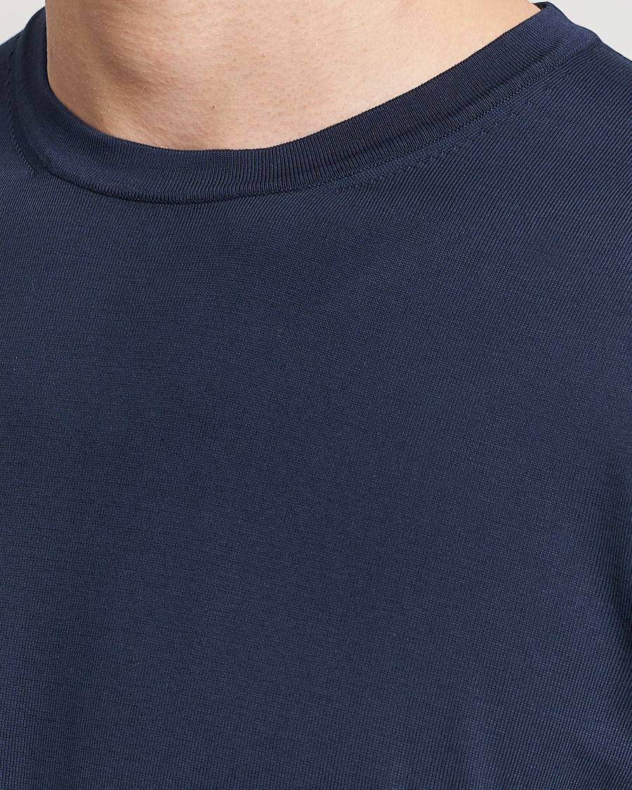 Men | T-Shirts | Gran Sasso | Cotton Knitted Crew Neck T-Shirt Navy
