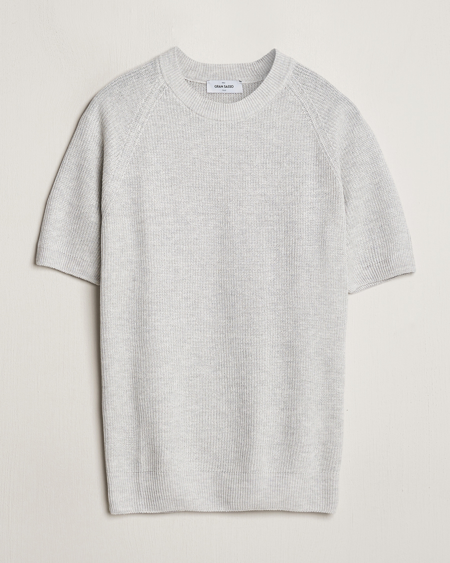 Men | T-Shirts | Gran Sasso | Cotton Heavy Knitted Crew Neck T-Shirt Light Grey