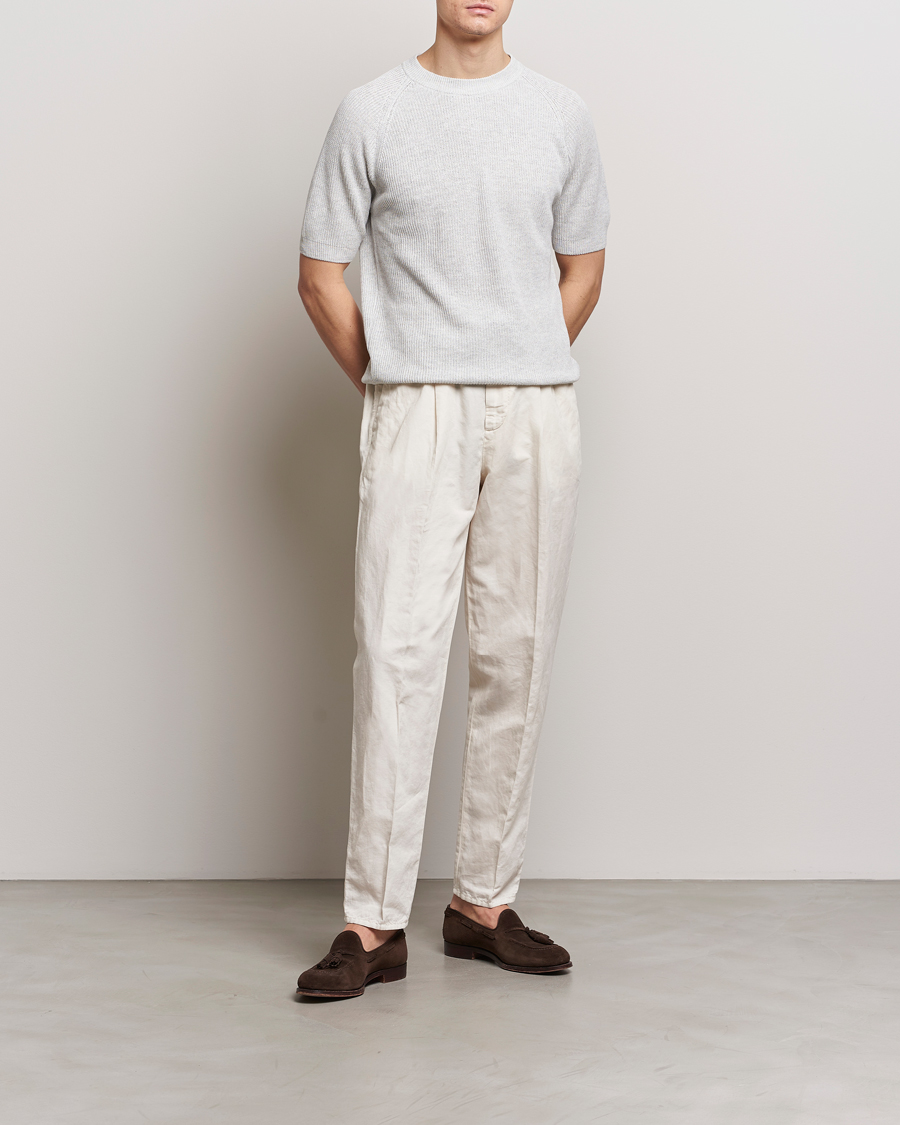 Men | T-Shirts | Gran Sasso | Cotton Heavy Knitted Crew Neck T-Shirt Light Grey