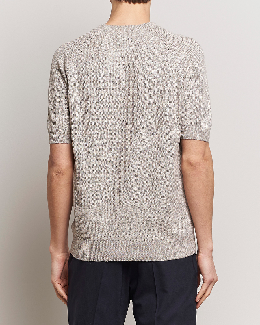Men | T-Shirts | Gran Sasso | Cotton Heavy Knitted Crew Neck T-Shirt Beige Melange