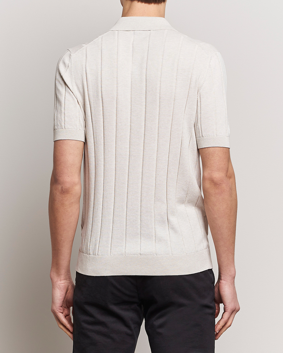 Men | Shirts | Gran Sasso | Cotton Ribbed Knitted Resort Shirt Light Beige